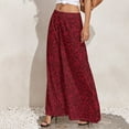thumbnail image 3 of Palazzo Pants for Women, Comfy Womens Wide Leg Baggy Pants, Burgundy Floral Casual Lounge Pants for Women Travel Vacation Outfits Fall Pants for Women 2024, 3 of 5
