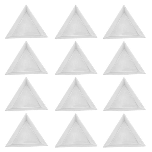 Miangastore 24pcs Triangular Jewelry Plates Plastic Tray Dish for Rhinestones Beads Jewelry Tools Jewelry Findings (White)