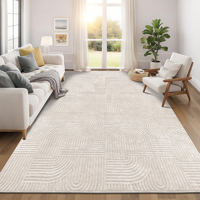 Alfombra de área Pauwer 229 x 305 cm beige, suave y antideslizante