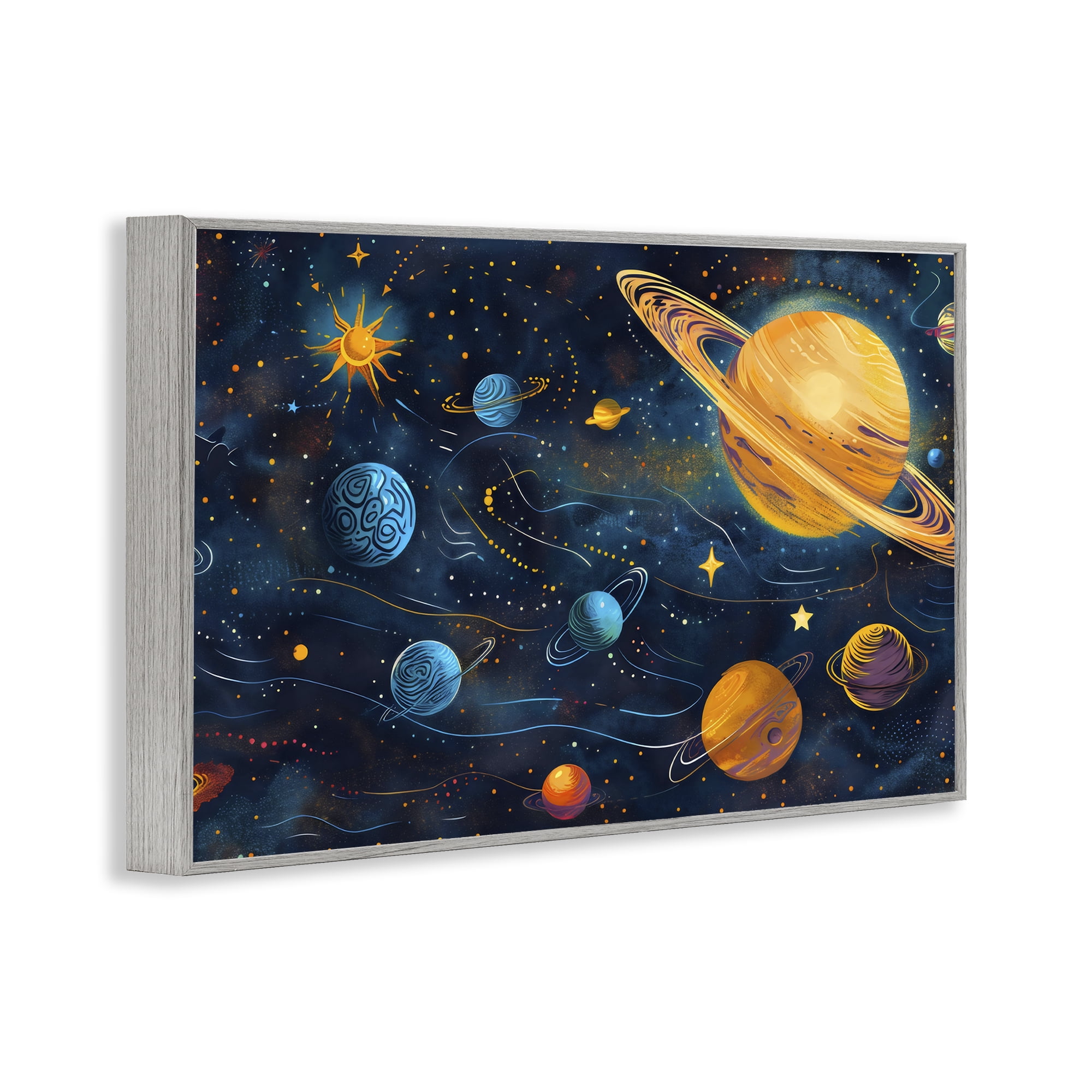 Stupell Industries Two Suns Galaxy Scene Gray Framed Giclee Art, design by Creative Studio
