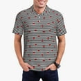 thumbnail image 3 of Balery Ladybugs on Black and White Striped Printed Men’s Short Sleeve Polo Shirt, Midweight Men's Shirt,Golf Polo shirts -Medium, 3 of 9