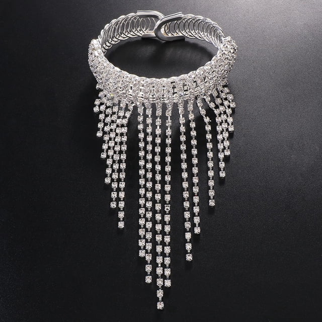 Brazalete de brazo,Brazalete con diamantes de imitación en la parte superior del brazo Cadena con borlas,Brazalete de brazo Brazalete Cadena de cuerpo Joyas Fernando Brazalete de brazo