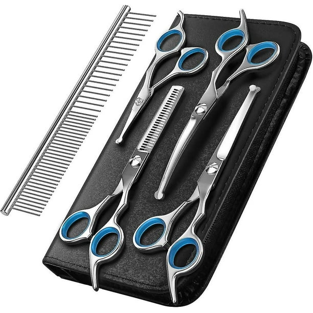 Dog Grooming Scissors Set 5 Pcs Professional Pet Grooming Scissors Combing Grooming Scissors With Round Safety Tips For Pets Dogs Cat Thinning Scisso Walmart