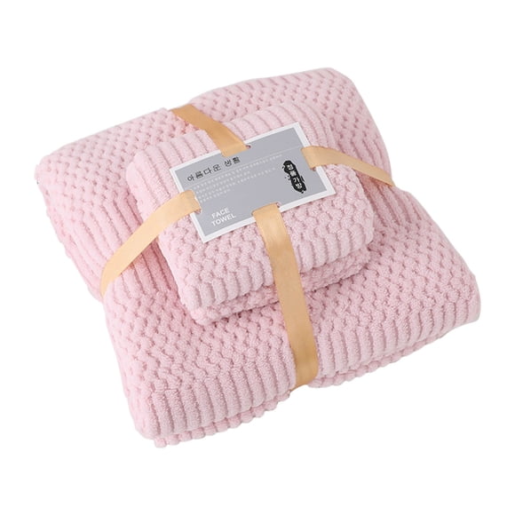 Juego de toallas de baño y ducha de vellón coral de secado rápido, muy absorbentes, suaves y cómodas para uso diario, color rosa