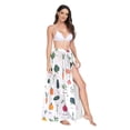 thumbnail image 2 of FORMRS Womens Long Sarong Beach Wrap Semi-Sheer Bikini Skirt Bathing Swimsuit Cover Up, Beige Vegetables Pattern, 2 of 7