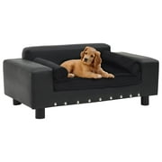 Romacci Dog Sofa Black 31.9"x16.9"x12.2" Plush and Faux Leather