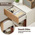 thumbnail image 3 of Fluted Nightstands Set Of 2, Modern Mid - Century Wood Bedside Table With Drawer & Open Storage Shelf, End Table For Bedroom, Living Room, Office, Sofa Side Couch (White+Oak), 3 of 10