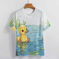 thumbnail image 3 of Fun And Playful Duck Womens Tops Women's Fashion Casual Short Sleeve Flower Print Round Neck Pullover Top Blouse, 3 of 6