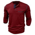 thumbnail image 4 of Baqcunre Men's Fashion Spring And Autumn Casual Long Sleeve Button Solid Color Long Sleeve T Shirt Top,S,Mens Shirts,Men'S T-Shirts,Long Sleeve Shirts For Men,Mens Clothes,Mens Fashion,Red, 4 of 6