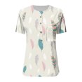 thumbnail image 4 of EQWLJWE Hauts d'Été pour Femmes Hauts pour Femmes Liquidation Mode Femmes Col Rond Manches Courtes Imprimé Bouton Poche Hauts Décontractés Blouse, 4 of 5