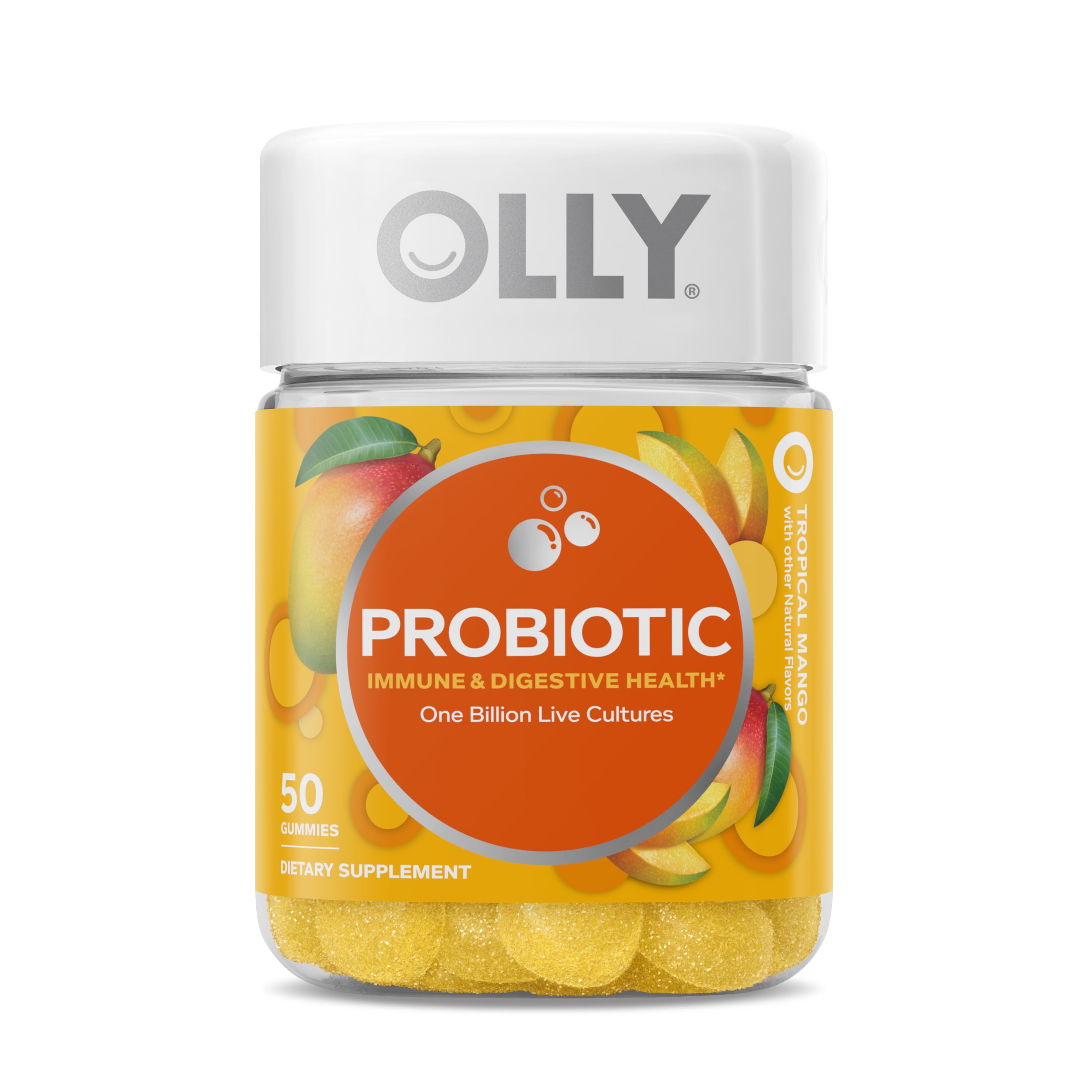 OLLY Purely Probiotic Gummy, Immune & Digestive Health, Mango, 50 Ct