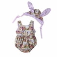 thumbnail image 2 of jsaierl Easter Baby Girls Bunny Print Strap Jumpsuit + Drawstring Ear Cap Two-piece Set, 2 of 9
