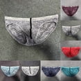 thumbnail image 3 of Men Sexy Briefs Lace Underwear Sheer See Through Pouch Panties Hollow Out Brief, 3 of 10