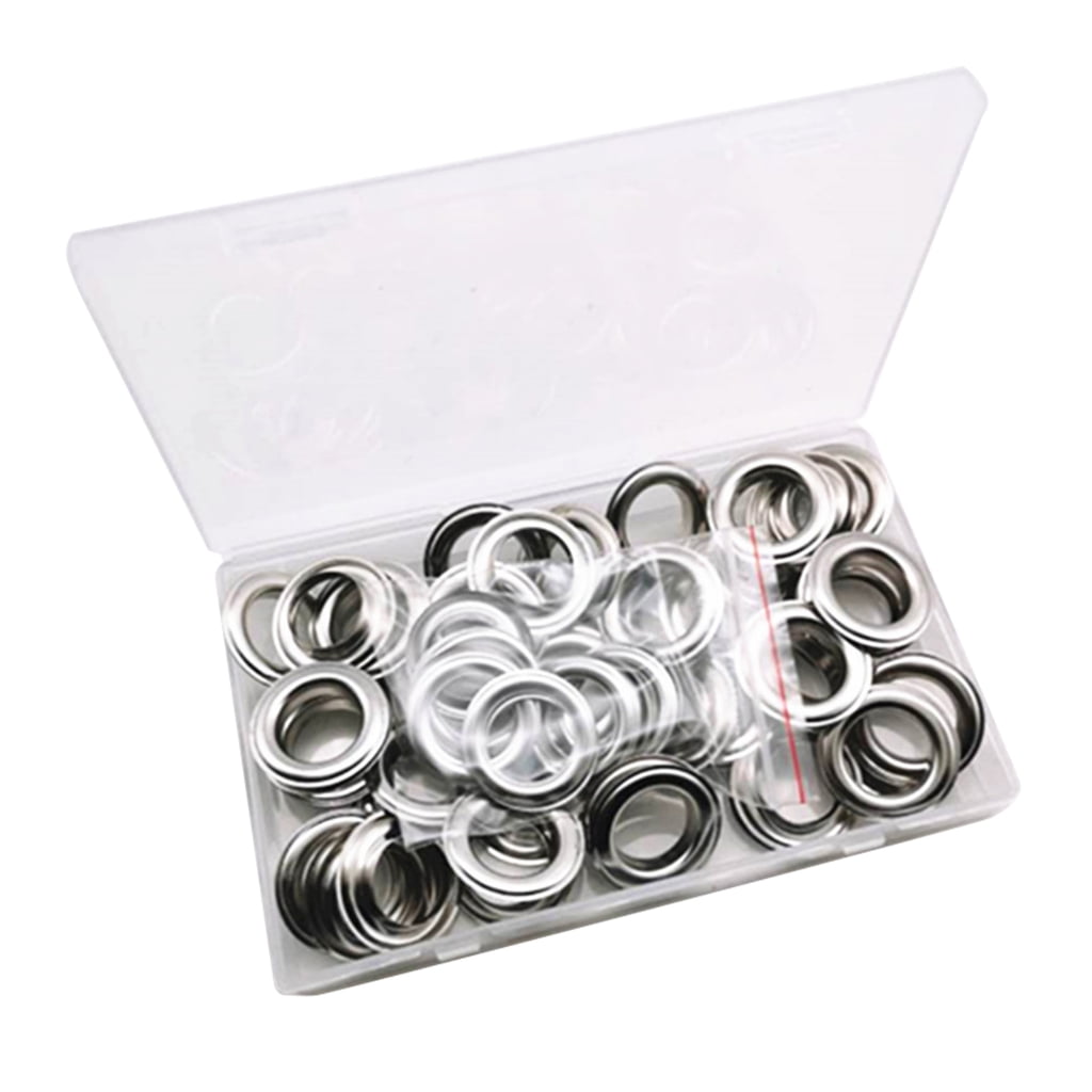 50 Sets Grommet Tool Kits 20mm Grommet Eyelets with Setting Tools and Storage Box for Fabric Curtain Woodworking Fixing