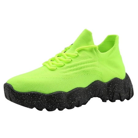 

Krdevn Running Shoes for Women 2024 New Casual Non Thick Soled Sloping Heel Fly Woven Mesh Shoes Height Increasing Shoes -Green 38
