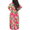 thumbnail image 3 of Brimisal Women Night Dress Plus Size Wrap V Neck 3/4 Sleeves Floral Printed Swing Dress with Belt, 3 of 5
