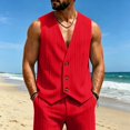 thumbnail image 3 of Men Vest Slim Fit Formal Business Wedding Prom Party Button Down Dress Waistcoat Summer Casual Sleeveless Suit Vests, L, 3 of 5