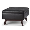 thumbnail image 2 of 34" Black Faux Leather Mid-Century Rectangular Storage Ottoman with Lift-Up Lid, 2 of 9