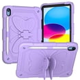 thumbnail image 2 of Elehold Rugged Hybrid Case Compatible with iPad 10th Generation 10.9" (2022)   with Butterfly  Kickstand Pencil Holder Shoulder Strap Shockproof Anti-Scratch Fashion Case,Purple, 2 of 7