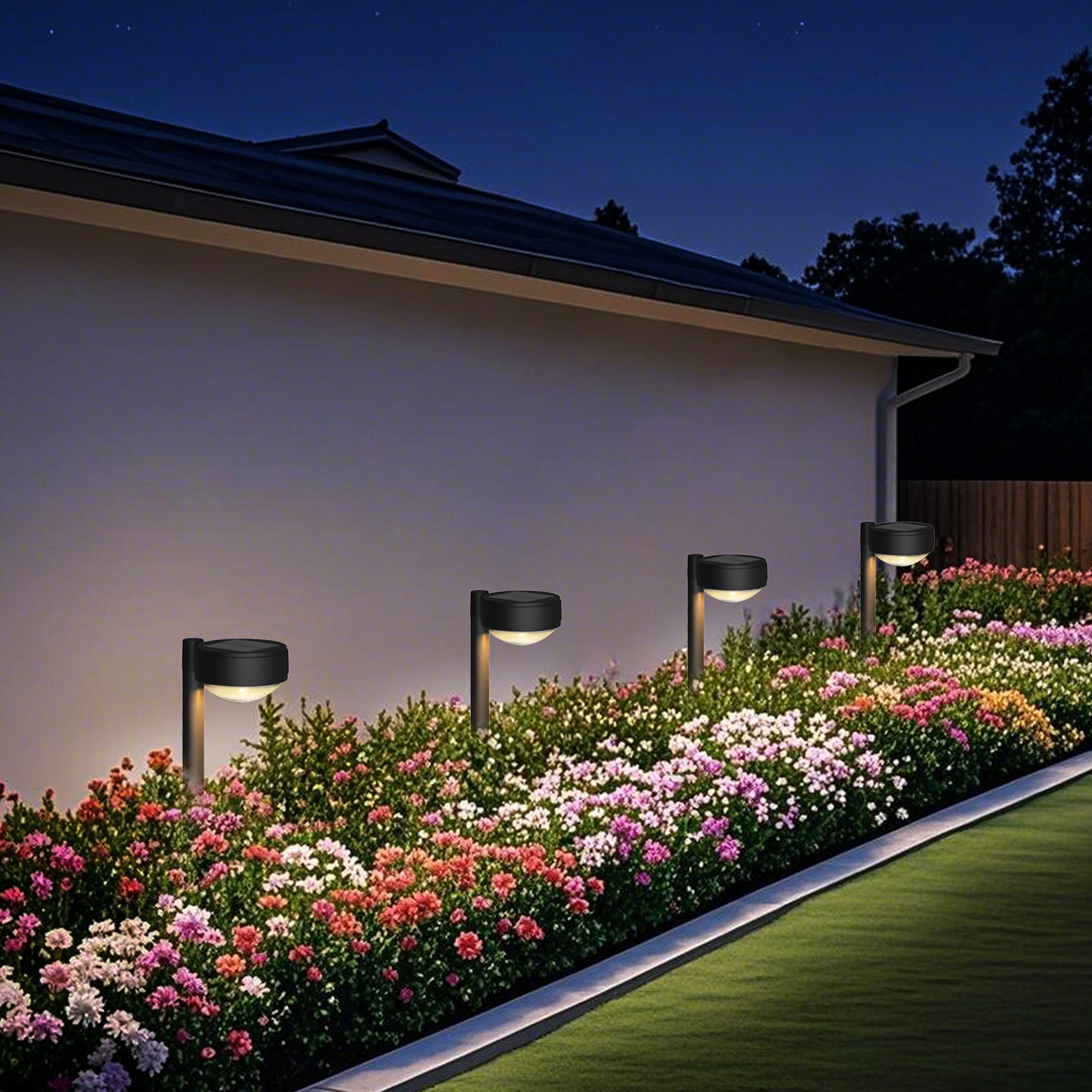 Better Homes & Gardens Solar Powered Black Dome Downlight Walkway and Landscape Light, 20 Lumens