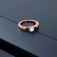 thumbnail image 3 of Gem Stone King 0.83 Ct Round Sky Blue Aquamarine Black Onyx 18K Rose Gold Plated Silver Ring (Size 6), 3 of 4