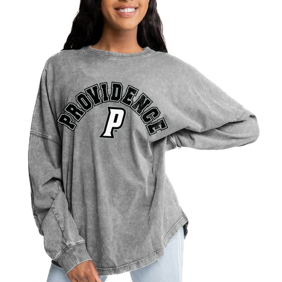 Women's Gameday Couture Gray Providence Friars Faded Wash Pullover Sweatshirt