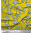 thumbnail image 1 of Soimoi Moss Georgette Fabric Yellow Blue Flower Floral Printed Fabric 1 Yard 42 Inch Wide, 1 of 3