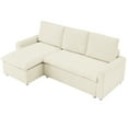thumbnail image 3 of 90" Sleeper With Chaise And Washable Beige Corduroy Fabric Cover 51" Wide Convertible Couch Hidden Storage Covers, 3 of 5
