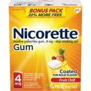 Nicorette Nicotine Coated Gum to Stop Smoking, 4Mg, Fruit Chill Flavor - 100+20 Count