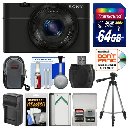 Sony Cyber-Shot DSC-RX100 Digital Camera (Black) with 64GB Card + Battery & Charger + Case + Tripod + Accessory Kit