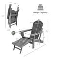 thumbnail image 4 of Costway Patio Folding Adirondack Chair HDPE All-Weather Pull-Out Ottoman Gray, 4 of 9