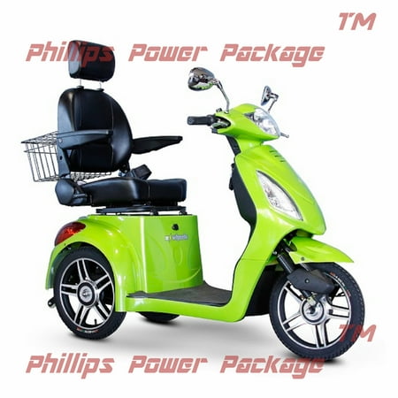 E-Wheels - EW-36 Full-Sized Scooter - 3-Wheel - Green - PHILLIPS POWER PACKAGE TM - $500 VALUE
