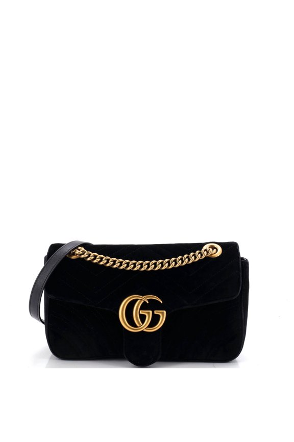 Pre-Owned GG Marmont Flap Bag Matelasse Velvet Small By Rebag