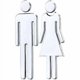thumbnail image 1 of 1 Pair Toilet WC Sticker Removable 3D Mirror Vinyl Art Wall Sticker Men Women Wall Art Stickers for Bar School (Silver), 1 of 4