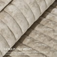 thumbnail image 5 of EVERGRACE Velvet Quilt Set California King 118'' x 106'', Luxurious Soft Striped Channel Bedding Set, Lightweight Velvet Comforter, Oversized Bedspread Coverlet with 2 Shams, Beige Taupe, 5 of 8