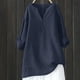 thumbnail image 1 of ICHUANYI Clearance Women's V-Neck Long Sleeve Loose Cotton And Linen Shirts Summer Shirts Blouse(Navy, L) ICHUANYI WER2023080811346, 1 of 3