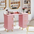 thumbnail image 2 of Gymax Manicure Table Nail Desk w/ Drawers Wrist Rest Metal Legs Nail Tech Station Pink, 2 of 10