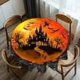 thumbnail image 2 of Halloween Round Tablecloths 60 Inch Vintage Castle Bats Spider Web Washable Polyester Table Cover for Picnic, Party, Outdoor, Dinner, Dining Tabletop Decoration, 2 of 6