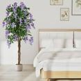 thumbnail image 5 of Costway 2 PCS 5.5 FT Tall Artificial Ficus Tree Faux Wisteria Plant in Nursery Pot Decoration Purple, 5 of 10