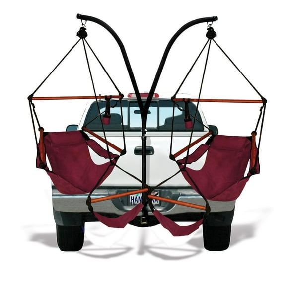 Hammaka Trailer Hitch Stand and 2 Burgundy Chairs Combo - Wood Dowels
