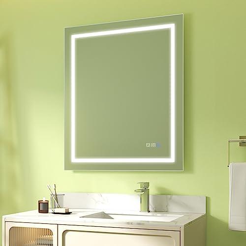 LED Bathroom Vanity Mirror 30X36 Inches Lighted Bathroom Wall Mirror