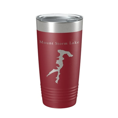 

Mount Storm Lake Map Tumbler Travel Mug Insulated Laser Engraved Coffee Cup West Virginia 20 oz Maroon