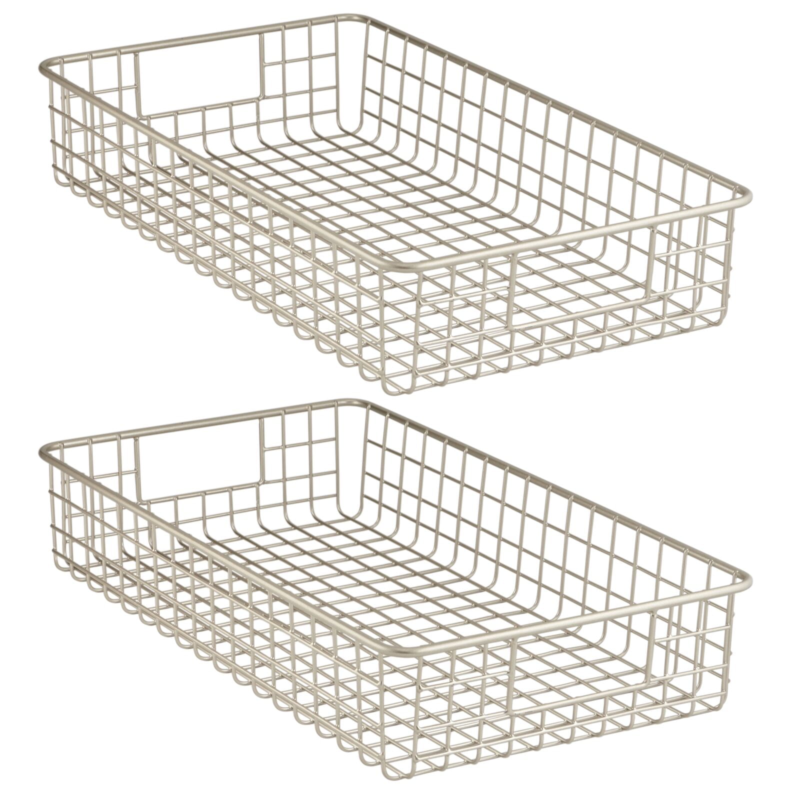 mDesign Metal Wire Wide Food Storage Basket Organizer with Handles for ...