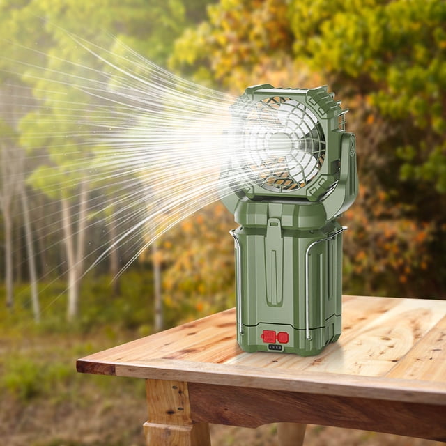 Linterna solar para acampar Lisbinx con luz LED y ventilador integrado: impermeable, plegable y portátil para actividades al aire libre, senderismo y emergencias.