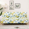 thumbnail image 3 of Xixirimido Lemon Blue Floral Pattern Stretch Armless Futon Cover Futon Slipcover Sofa Couch Cover with Elastic Bottom Sofa Bed Covers Furniture Protector Washable, 3 of 8