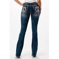 thumbnail image 3 of Grace in LA Women's Western Steerhead Cow Embroidered Stretch Bootcut Jeans (31, Blue), 3 of 3