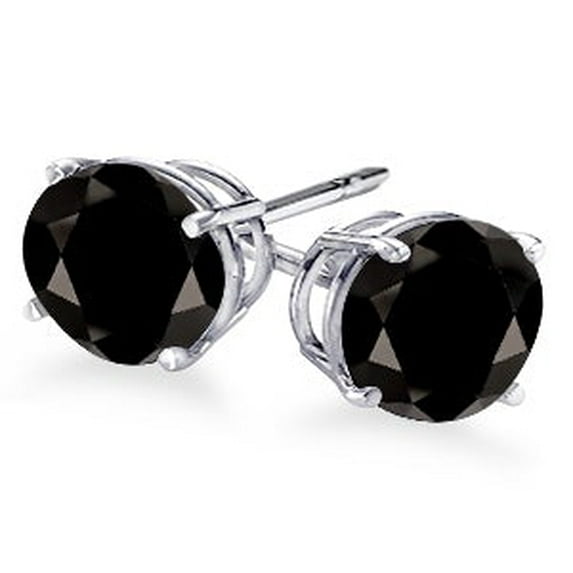 4-Prong Round Cut Black Diamond Stud Earrings 0.75 ct. tw.