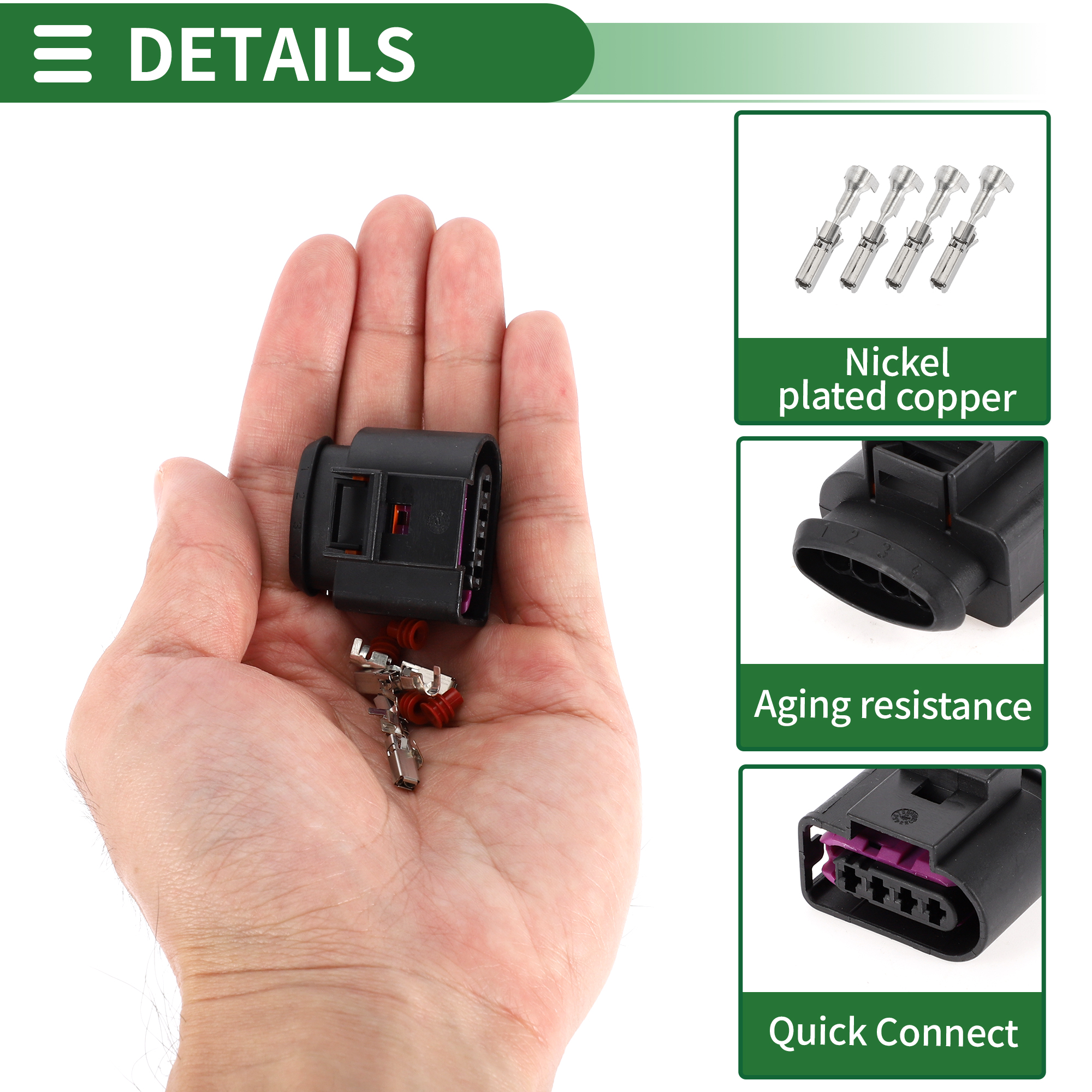 Unique Bargains Ignition Coil Connector Plug for VW Golf Passat Jetta Black Waterproof