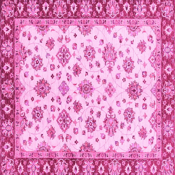 Ahgly Company Indoor Square Abstract Pink Modern Area Rugs, 7' Square