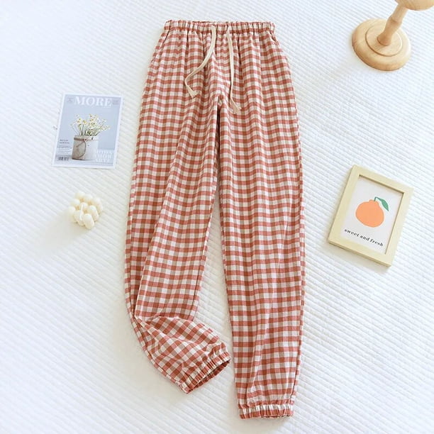 Pantalones de pijama a cuadros para hombre y mujer, ropa de casa de algodón, multicolor, fina, 3xl, para primavera y verano
